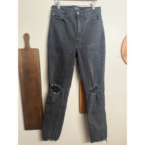 Abercrombie & Fitch Gray Distressed Ultra High-Rise Long Mom Jeans Size 27/4